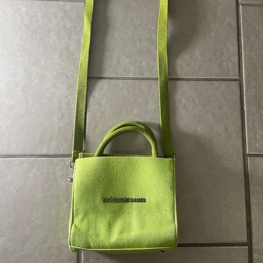 lime green canvas shoulder bag, cross body - brandon blackwood